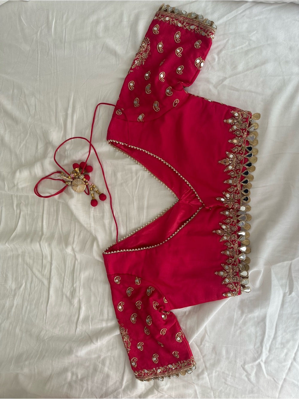 Fuchsia A-Line Embroidered Lehenga Skirt with Gold Detailing - Picture 5 of 16